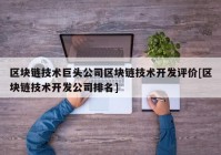 区块链技术巨头公司区块链技术开发评价[区块链技术开发公司排名]