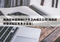 海南区块链揭榜6个月之内成立公司[海南区块链试验区有多少企业]